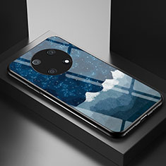 Coque Contour Silicone et Vitre Motif Fantaisie Miroir Etui Housse LS2 pour Huawei Nova Y90 Bleu