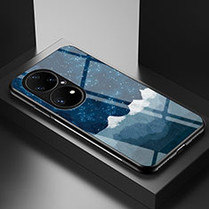 Coque Contour Silicone et Vitre Motif Fantaisie Miroir Etui Housse LS2 pour Huawei P50 Pro Bleu