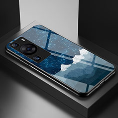 Coque Contour Silicone et Vitre Motif Fantaisie Miroir Etui Housse LS2 pour Huawei P60 Bleu