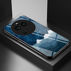 Coque Contour Silicone et Vitre Motif Fantaisie Miroir Etui Housse LS2 pour Oppo Find X6 Pro 5G Bleu