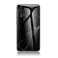 Coque Contour Silicone et Vitre Motif Fantaisie Miroir Etui Housse LS2 pour Samsung Galaxy A70 Noir