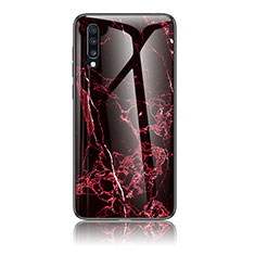 Coque Contour Silicone et Vitre Motif Fantaisie Miroir Etui Housse LS2 pour Samsung Galaxy A70 Rouge