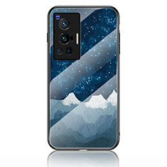 Coque Contour Silicone et Vitre Motif Fantaisie Miroir Etui Housse LS2 pour Vivo X70 Pro 5G Bleu