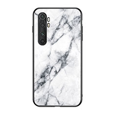 Coque Contour Silicone et Vitre Motif Fantaisie Miroir Etui Housse LS2 pour Xiaomi Mi Note 10 Lite Blanc