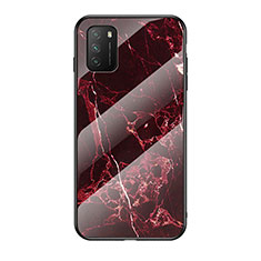 Coque Contour Silicone et Vitre Motif Fantaisie Miroir Etui Housse LS2 pour Xiaomi Poco M3 Rouge