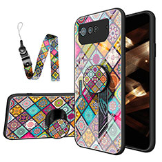 Coque Contour Silicone et Vitre Motif Fantaisie Miroir Etui Housse LS3 pour Asus ROG Phone 6 Pro Colorful