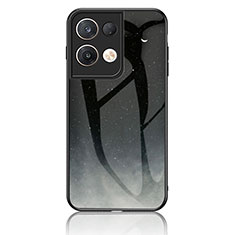 Coque Contour Silicone et Vitre Motif Fantaisie Miroir Etui Housse LS4 pour Oppo Reno8 Pro+ Plus 5G Gris