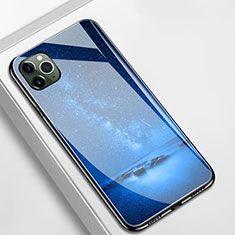 Coque Contour Silicone et Vitre Motif Fantaisie Miroir Etui Housse M01 pour Apple iPhone 11 Pro Bleu