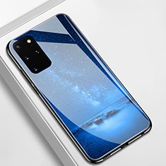 Coque Contour Silicone et Vitre Motif Fantaisie Miroir Etui Housse M01 pour Samsung Galaxy S20 Plus 5G Bleu