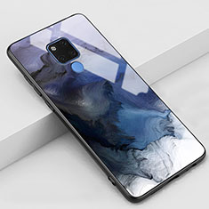 Coque Contour Silicone et Vitre Motif Fantaisie Miroir Etui Housse M02 pour Huawei Mate 20 X 5G Bleu