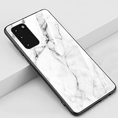 Coque Contour Silicone et Vitre Motif Fantaisie Miroir Etui Housse M02 pour Samsung Galaxy S20 Blanc