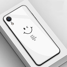 Coque Contour Silicone et Vitre Motif Fantaisie Miroir Etui Housse pour Apple iPhone XR Blanc