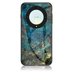 Coque Contour Silicone et Vitre Motif Fantaisie Miroir Etui Housse pour Huawei Honor Magic5 Lite 5G Bleu