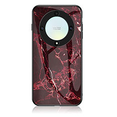 Coque Contour Silicone et Vitre Motif Fantaisie Miroir Etui Housse pour Huawei Honor Magic5 Lite 5G Rouge