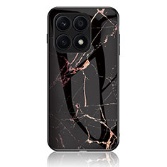 Coque Contour Silicone et Vitre Motif Fantaisie Miroir Etui Housse pour Huawei Honor X6S Or et Noir