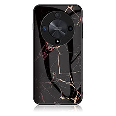 Coque Contour Silicone et Vitre Motif Fantaisie Miroir Etui Housse pour Huawei Honor X9b 5G Or et Noir