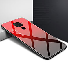 Coque Contour Silicone et Vitre Motif Fantaisie Miroir Etui Housse pour Huawei Mate 30 Lite Rouge