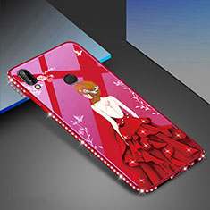 Coque Contour Silicone et Vitre Motif Fantaisie Miroir Etui Housse pour Huawei Nova 3e Rouge