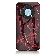 Coque Contour Silicone et Vitre Motif Fantaisie Miroir Etui Housse pour Huawei Nova Y90 Rouge