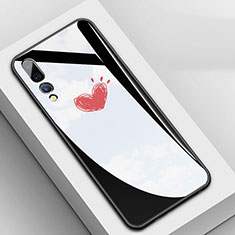 Coque Contour Silicone et Vitre Motif Fantaisie Miroir Etui Housse pour Huawei P20 Pro Noir