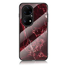 Coque Contour Silicone et Vitre Motif Fantaisie Miroir Etui Housse pour Huawei P50 Pro Rouge