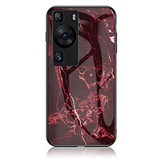 Coque Contour Silicone et Vitre Motif Fantaisie Miroir Etui Housse pour Huawei P60 Pro Rouge
