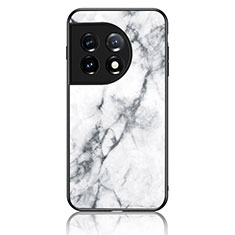 Coque Contour Silicone et Vitre Motif Fantaisie Miroir Etui Housse pour OnePlus 11 5G Blanc