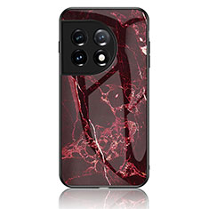 Coque Contour Silicone et Vitre Motif Fantaisie Miroir Etui Housse pour OnePlus 11 5G Rouge