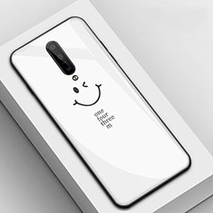 Coque Contour Silicone et Vitre Motif Fantaisie Miroir Etui Housse pour OnePlus 7 Pro Blanc