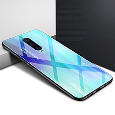 Coque Contour Silicone et Vitre Motif Fantaisie Miroir Etui Housse pour OnePlus 8 Cyan