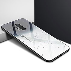 Coque Contour Silicone et Vitre Motif Fantaisie Miroir Etui Housse pour OnePlus 8 Pro Gris