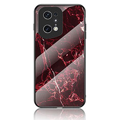 Coque Contour Silicone et Vitre Motif Fantaisie Miroir Etui Housse pour Oppo Find X5 Pro 5G Rouge