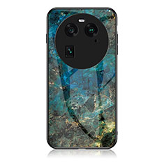 Coque Contour Silicone et Vitre Motif Fantaisie Miroir Etui Housse pour Oppo Find X6 Pro 5G Bleu