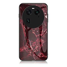Coque Contour Silicone et Vitre Motif Fantaisie Miroir Etui Housse pour Oppo Find X6 Pro 5G Rouge