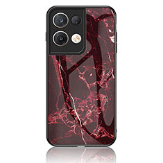 Coque Contour Silicone et Vitre Motif Fantaisie Miroir Etui Housse pour Oppo Reno8 Pro+ Plus 5G Rouge