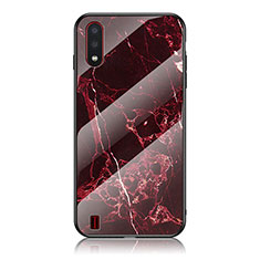 Coque Contour Silicone et Vitre Motif Fantaisie Miroir Etui Housse pour Samsung Galaxy A01 SM-A015 Rouge