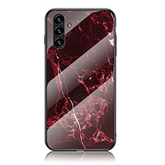 Coque Contour Silicone et Vitre Motif Fantaisie Miroir Etui Housse pour Samsung Galaxy A04s Rouge
