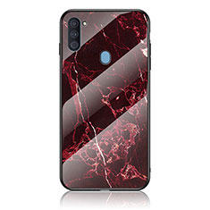 Coque Contour Silicone et Vitre Motif Fantaisie Miroir Etui Housse pour Samsung Galaxy A11 Rouge