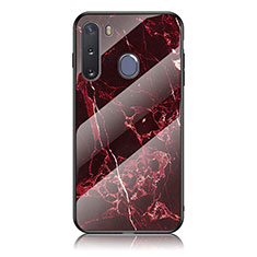 Coque Contour Silicone et Vitre Motif Fantaisie Miroir Etui Housse pour Samsung Galaxy A21 European Rouge