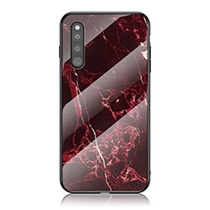 Coque Contour Silicone et Vitre Motif Fantaisie Miroir Etui Housse pour Samsung Galaxy A41 SC-41A Rouge