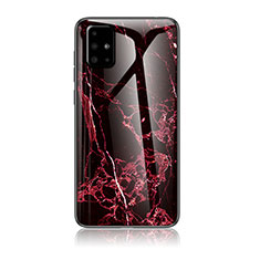 Coque Contour Silicone et Vitre Motif Fantaisie Miroir Etui Housse pour Samsung Galaxy A51 4G Rouge
