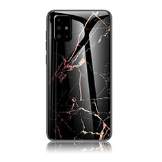 Coque Contour Silicone et Vitre Motif Fantaisie Miroir Etui Housse pour Samsung Galaxy A51 5G Or et Noir