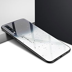 Coque Contour Silicone et Vitre Motif Fantaisie Miroir Etui Housse pour Samsung Galaxy A70 Gris