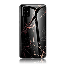 Coque Contour Silicone et Vitre Motif Fantaisie Miroir Etui Housse pour Samsung Galaxy A71 4G A715 Or et Noir