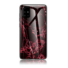 Coque Contour Silicone et Vitre Motif Fantaisie Miroir Etui Housse pour Samsung Galaxy A71 4G A715 Rouge