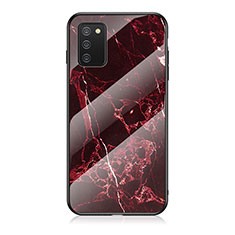 Coque Contour Silicone et Vitre Motif Fantaisie Miroir Etui Housse pour Samsung Galaxy M02s Rouge