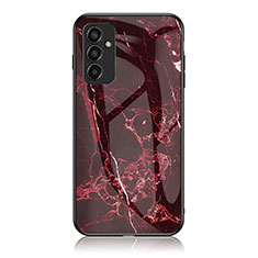 Coque Contour Silicone et Vitre Motif Fantaisie Miroir Etui Housse pour Samsung Galaxy M13 4G Rouge