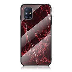 Coque Contour Silicone et Vitre Motif Fantaisie Miroir Etui Housse pour Samsung Galaxy M51 Rouge