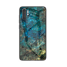 Coque Contour Silicone et Vitre Motif Fantaisie Miroir Etui Housse pour Samsung Galaxy Note 10 Plus 5G Bleu