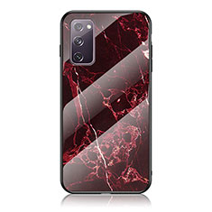 Coque Contour Silicone et Vitre Motif Fantaisie Miroir Etui Housse pour Samsung Galaxy S20 FE (2022) 5G Rouge